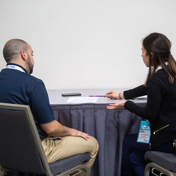 Interview spaces are limited at each conference and offered on a first-come