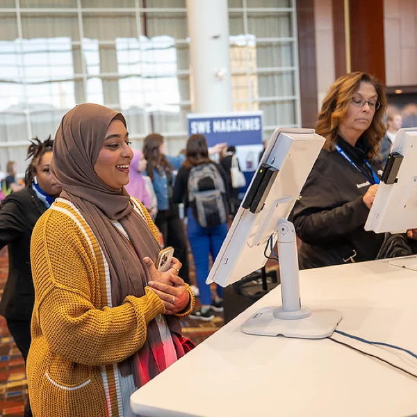 Receive prominent visibility as hundreds of attendees check in for the event. When attendees check in